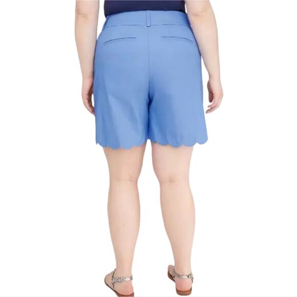 LANE BRYANT ALLIE Modern Stretch Blue Scallop Hem Short 24 Fits 24W‎ 3X New - Picture 2 of 10